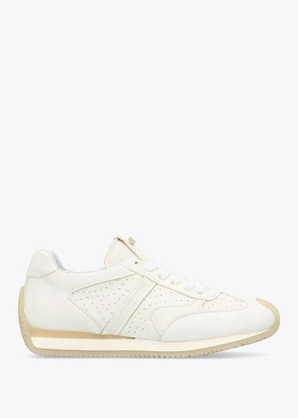 Mated White Leather Perforated Runner Trainers