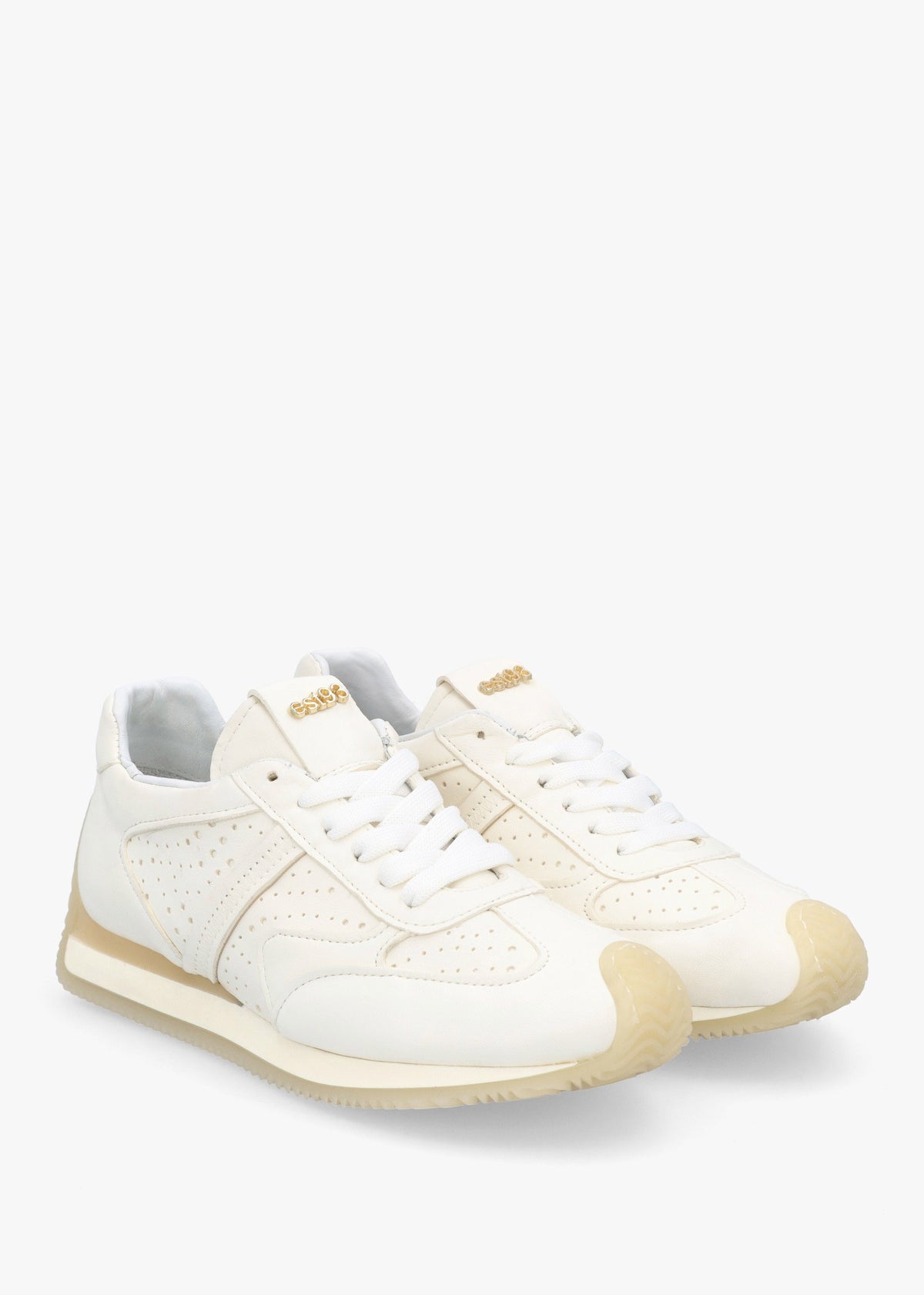 Mated White Leather Perforated Runner Trainers
