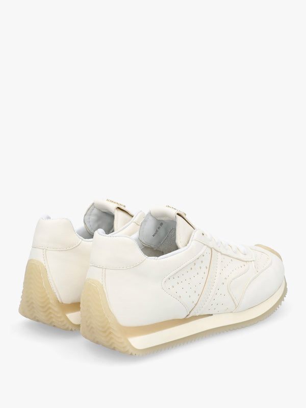 Mated White Leather Perforated Runner Trainers