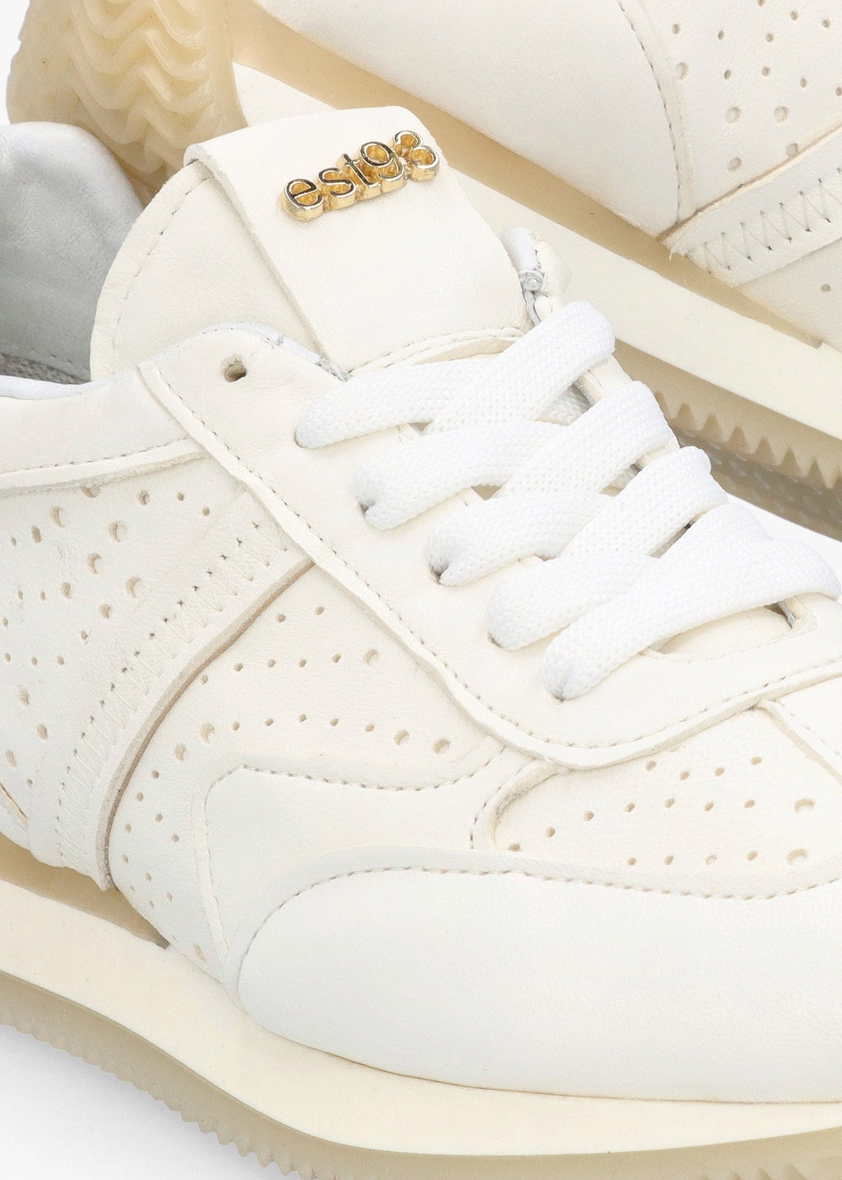 Mated White Leather Perforated Runner Trainers