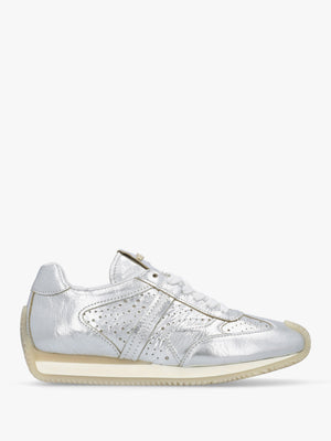Mated Silver Leather Perforated Runner Trainers