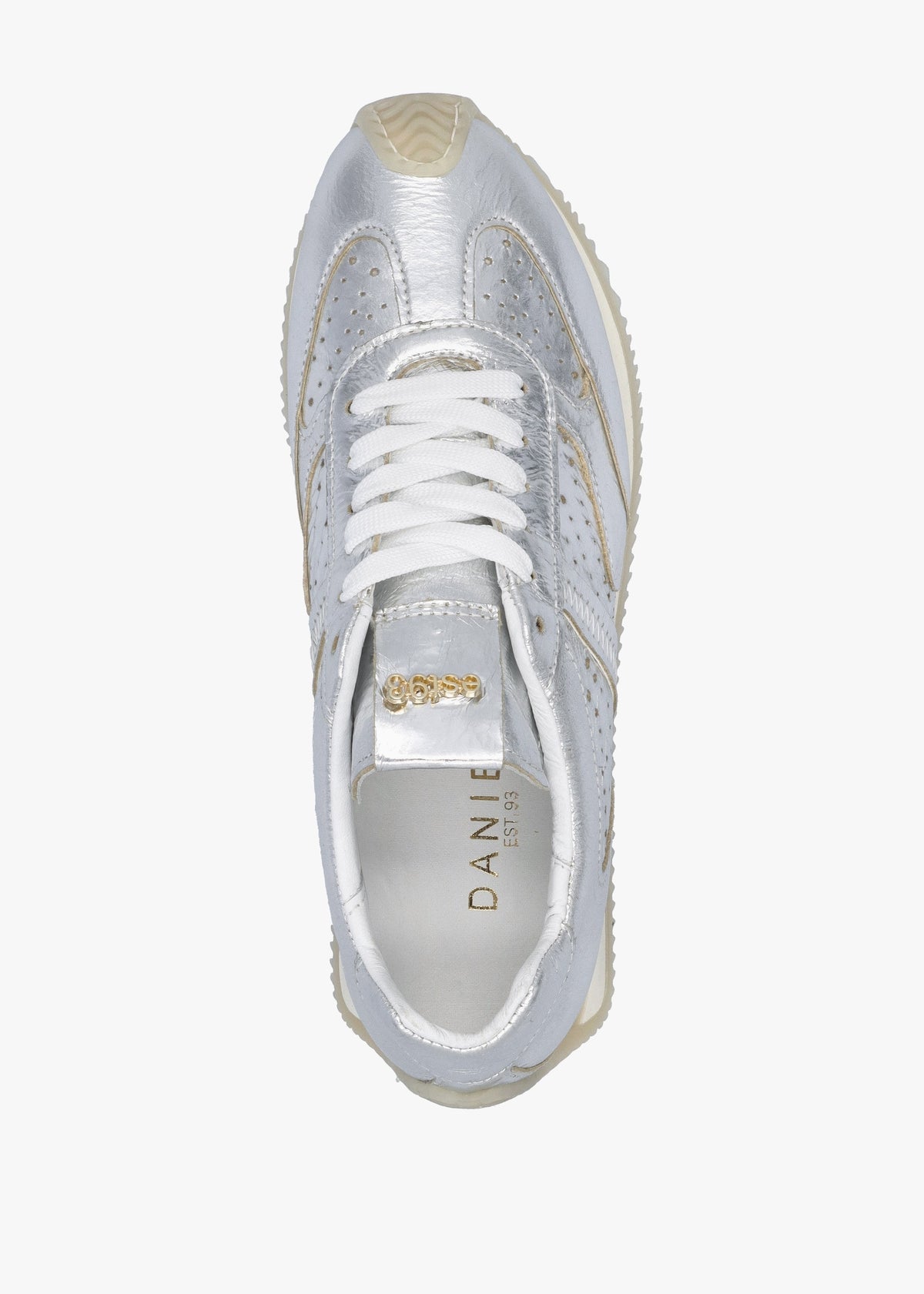 Mated Silver Leather Perforated Runner Trainers