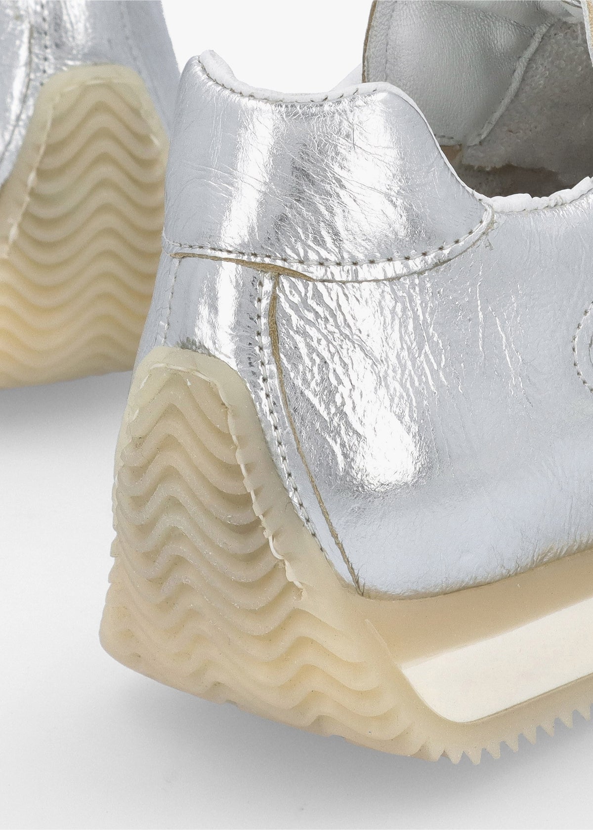 Mated Silver Leather Perforated Runner Trainers