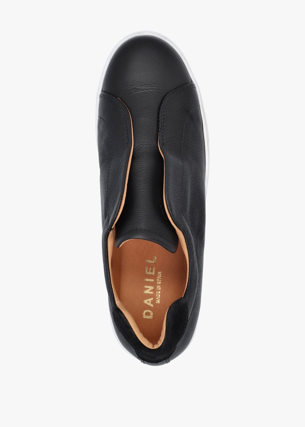 Tred Black Tumbled Leather Laceless Flatform Trainers