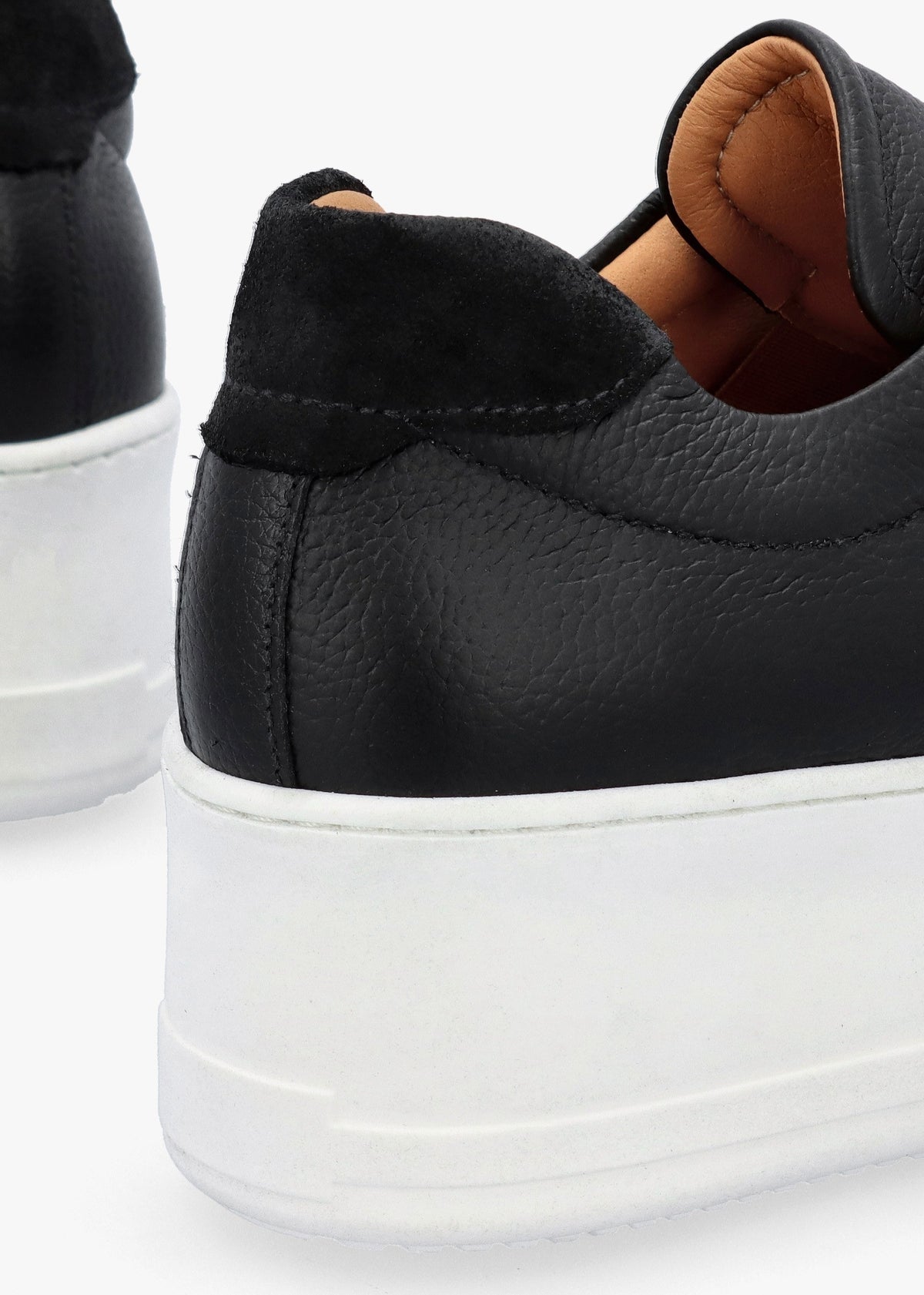 Tred Black Tumbled Leather Laceless Flatform Trainers