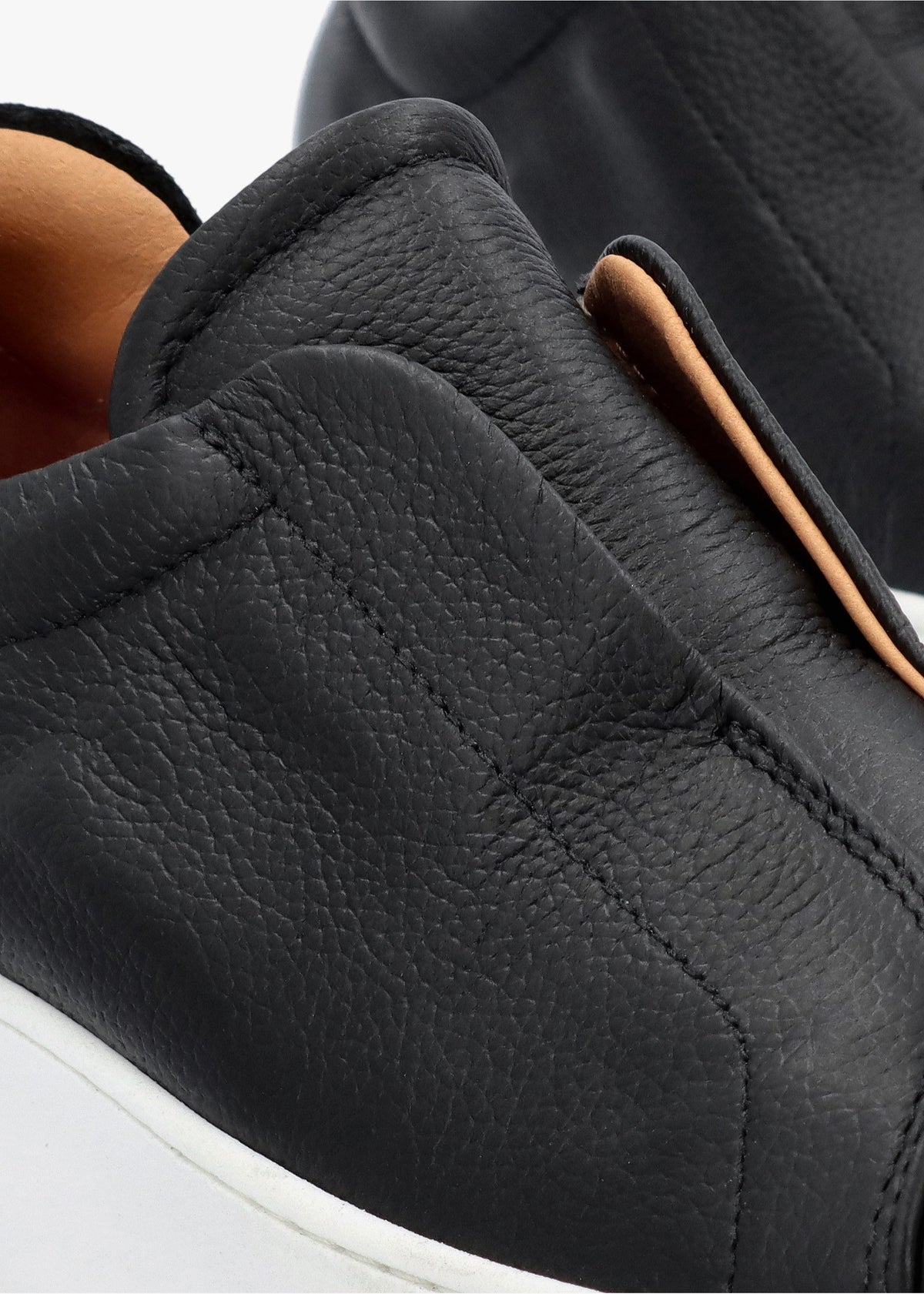 Tred Black Tumbled Leather Laceless Flatform Trainers