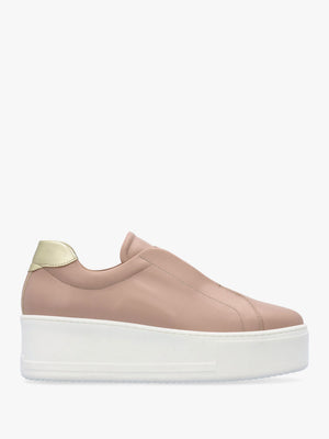 Tred Nude Pink Leather Laceless Flatform Trainers
