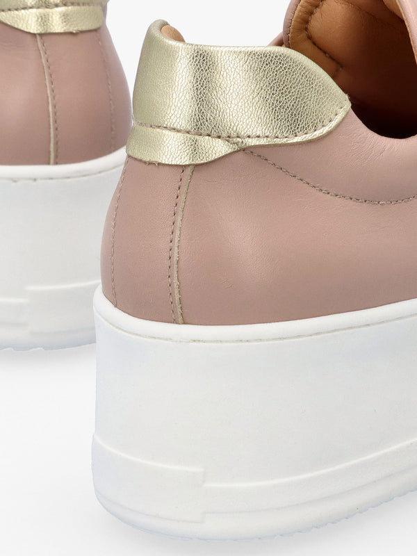 Tred Nude Pink Leather Laceless Flatform Trainers
