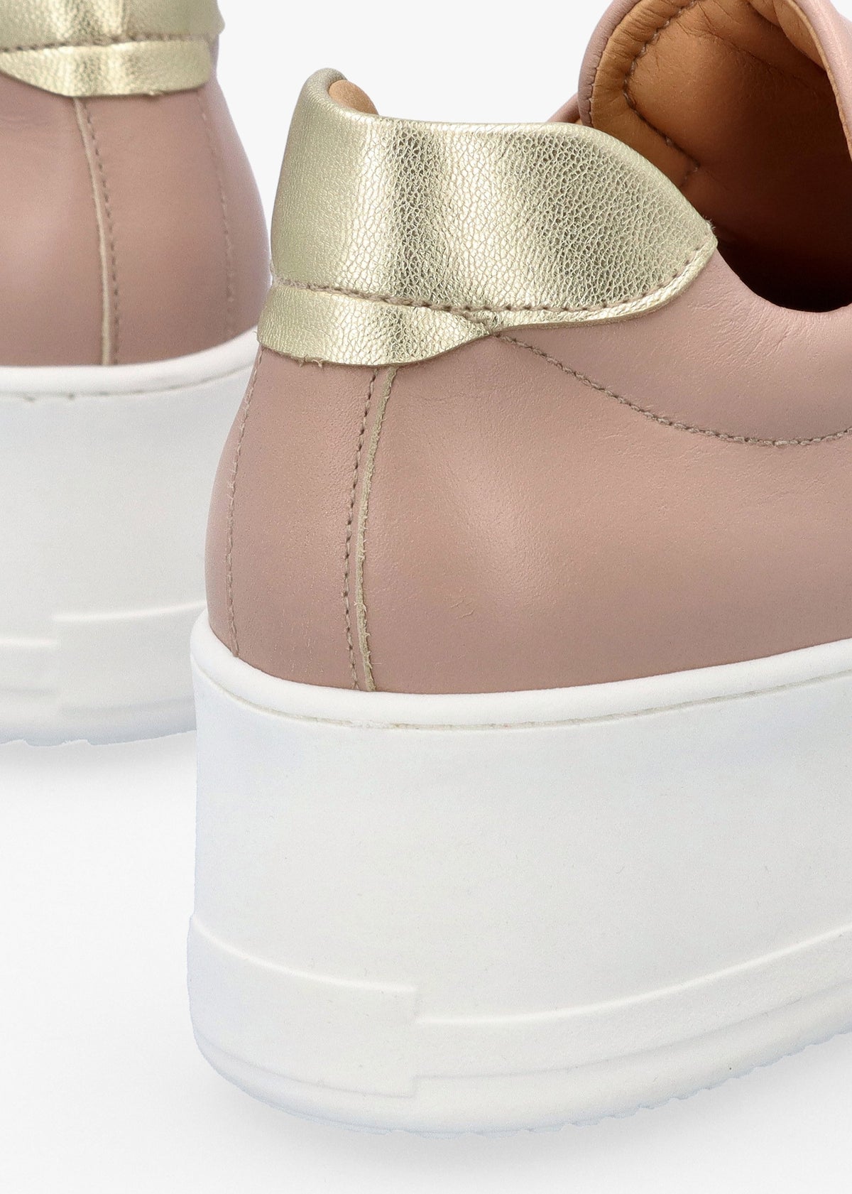 Tred Nude Pink Leather Laceless Flatform Trainers