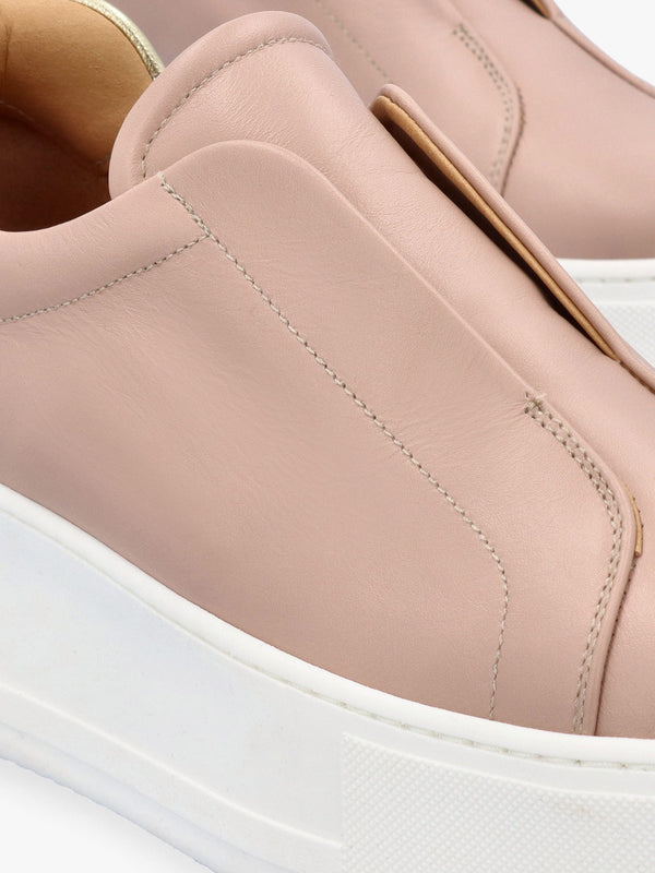 Tred Nude Pink Leather Laceless Flatform Trainers