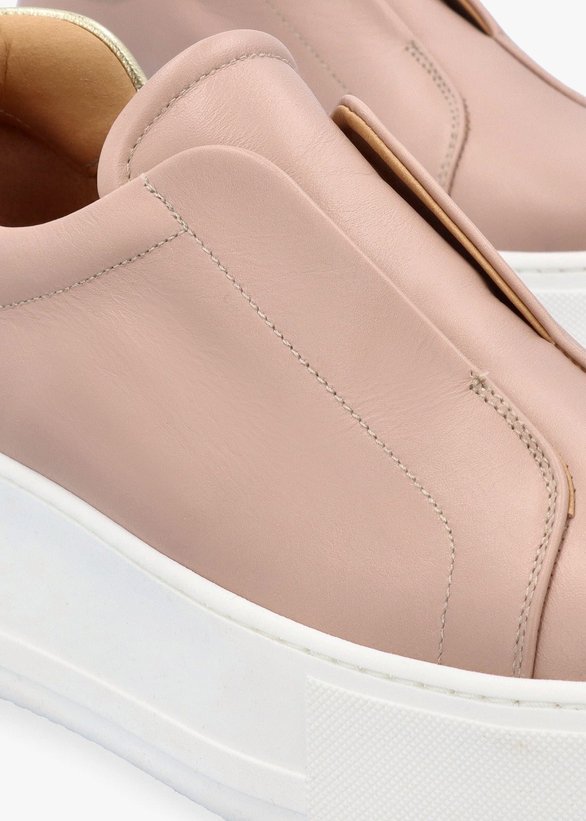 Tred Nude Pink Leather Laceless Flatform Trainers