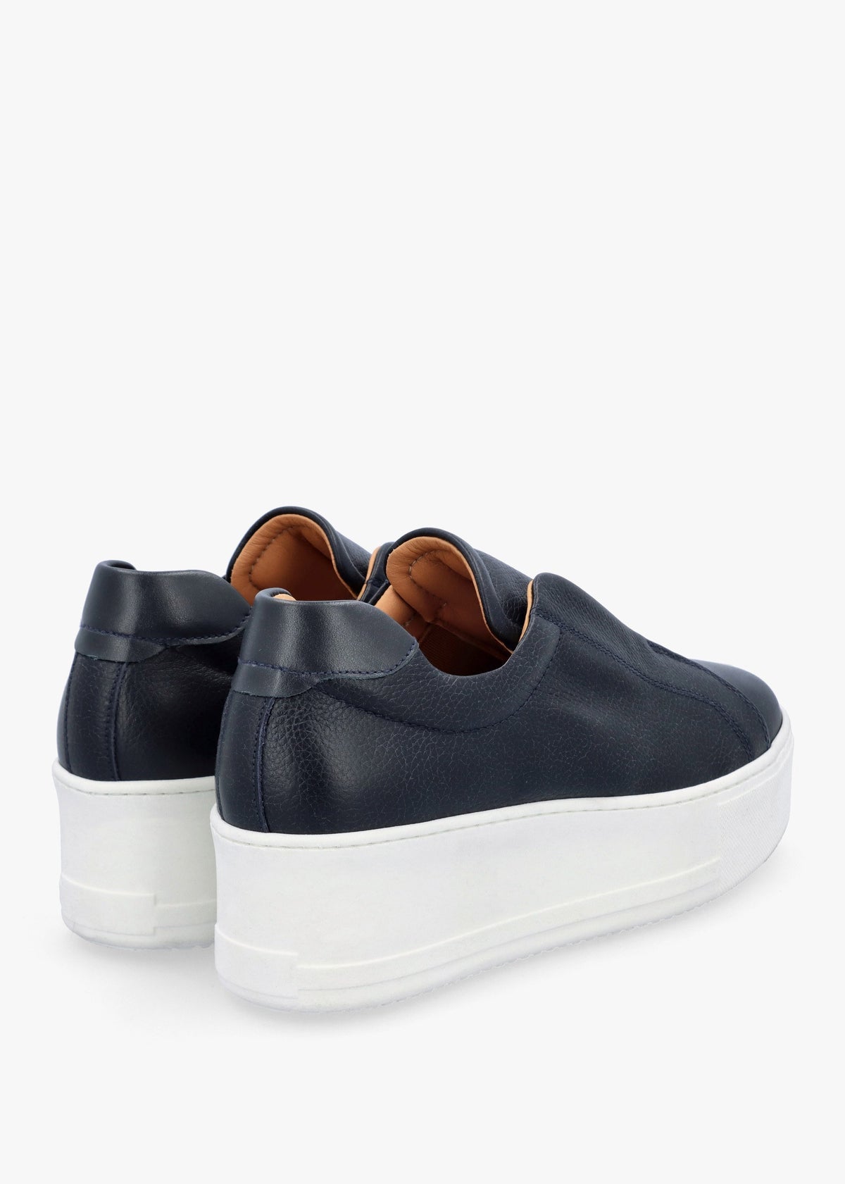 Tred Navy Leather Laceless Flatform Trainers