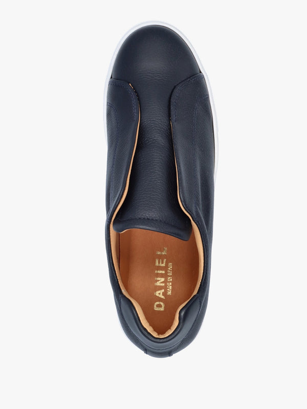 Tred Navy Leather Laceless Flatform Trainers