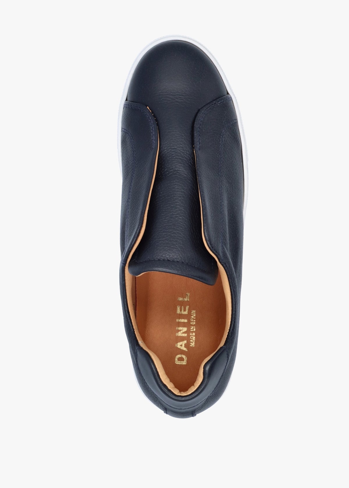 Tred Navy Leather Laceless Flatform Trainers