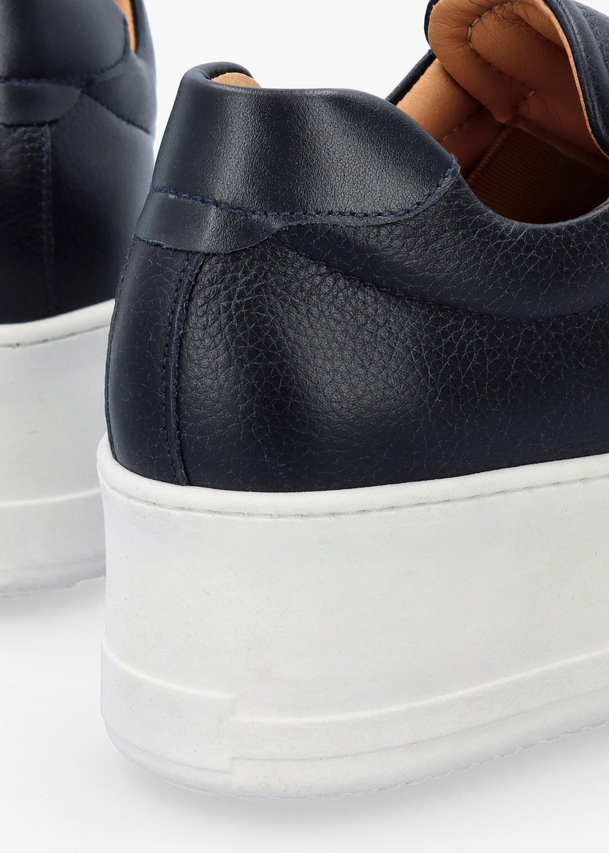 Tred Navy Leather Laceless Flatform Trainers
