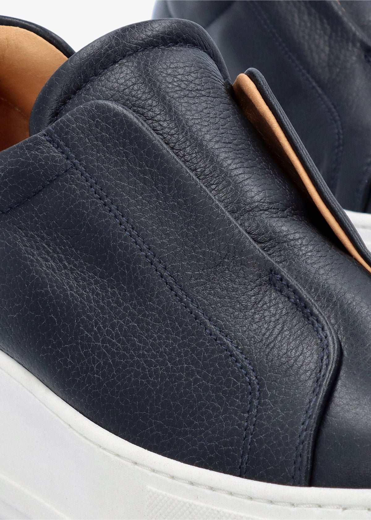 Tred Navy Leather Laceless Flatform Trainers