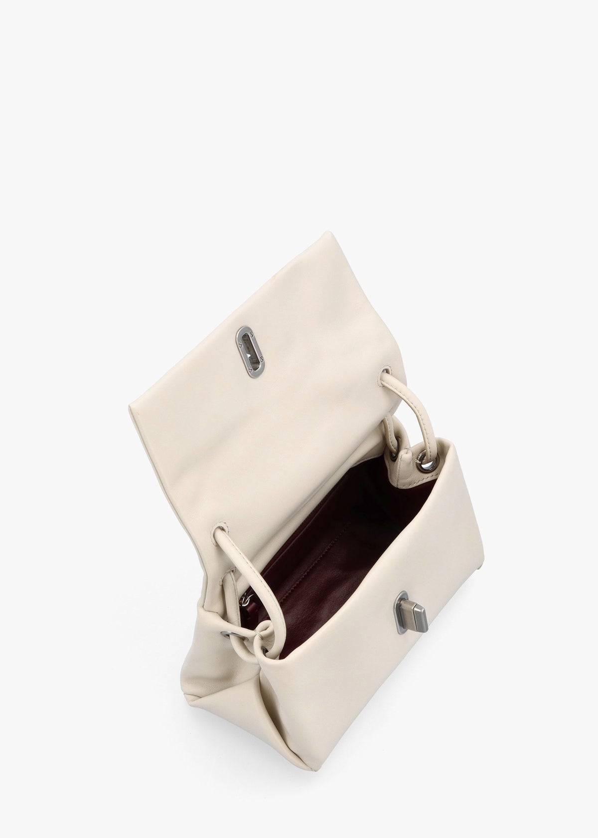The Mini Dual Cloud White Leather Bag