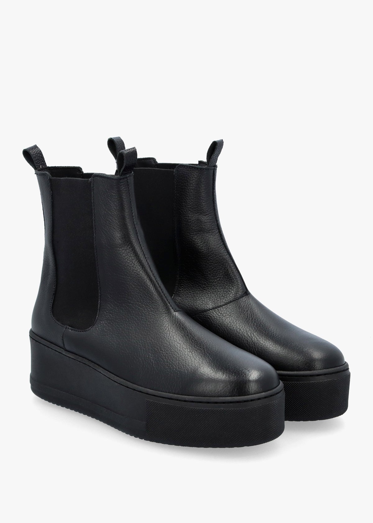 Tred Black Leather Flatform Chelsea Boots