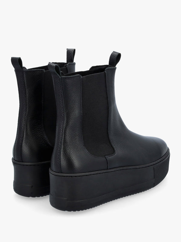 Tred Black Leather Flatform Chelsea Boots