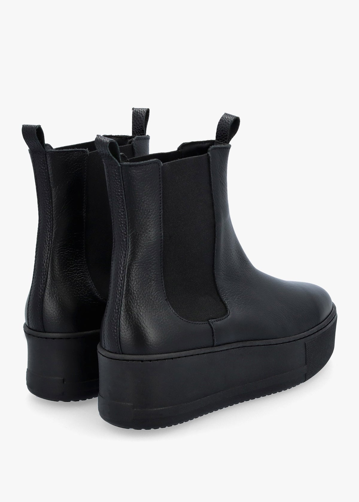 Tred Black Leather Flatform Chelsea Boots