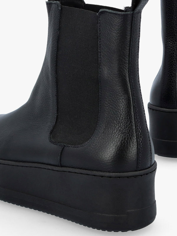 Tred Black Leather Flatform Chelsea Boots