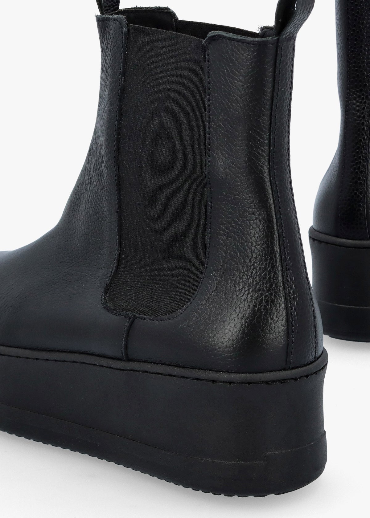 Tred Black Leather Flatform Chelsea Boots