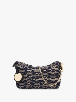 Canvas Jacquard Denim Baguette Bag