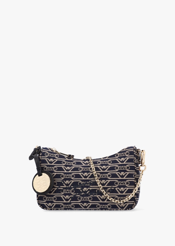 Canvas Jacquard Denim Baguette Bag