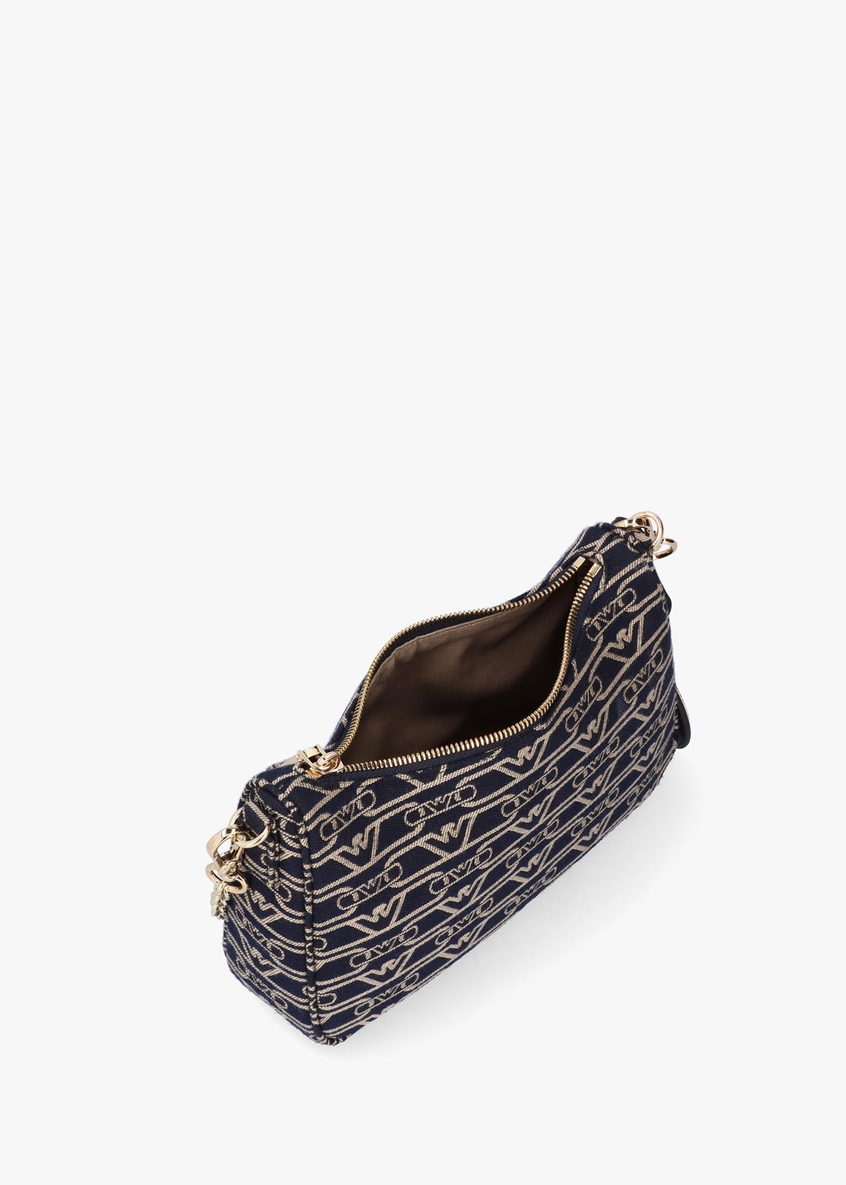 Canvas Jacquard Denim Baguette Bag
