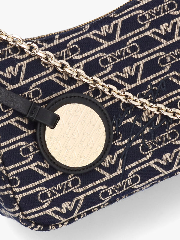 Canvas Jacquard Denim Baguette Bag