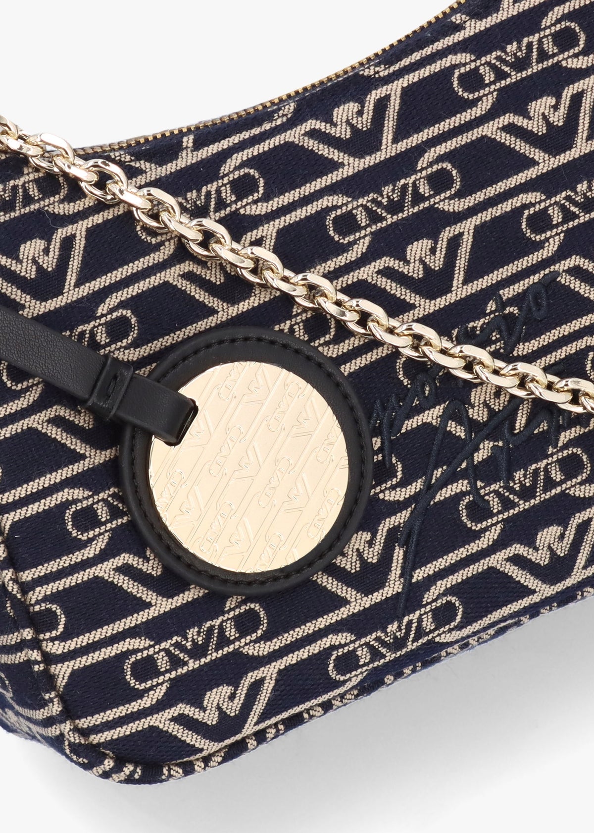 Canvas Jacquard Denim Baguette Bag