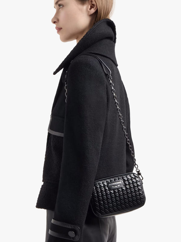 Interwoven Black Leather Camera Bag
