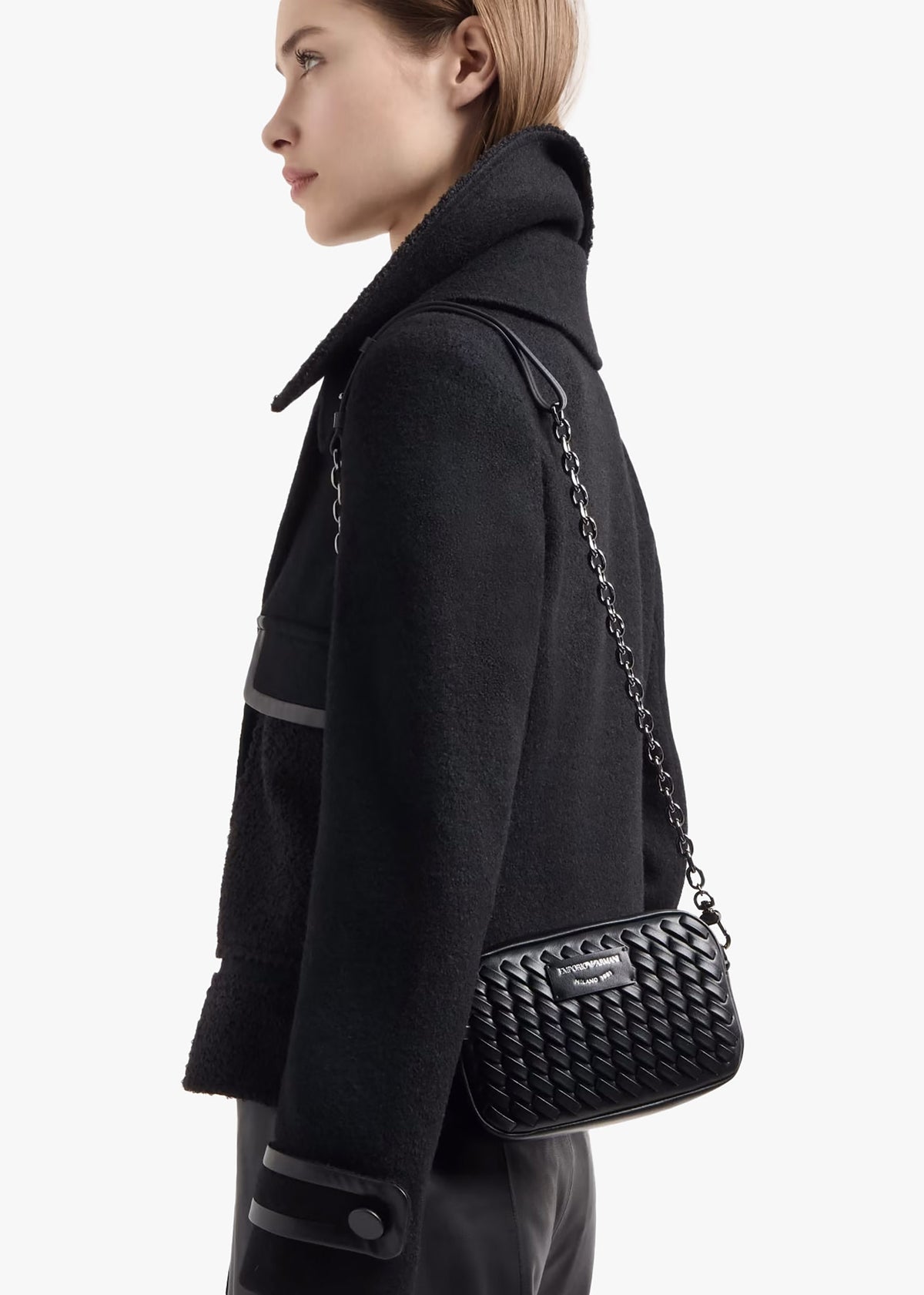 Interwoven Black Leather Camera Bag