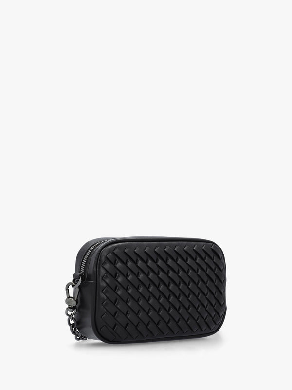 Interwoven Black Leather Camera Bag