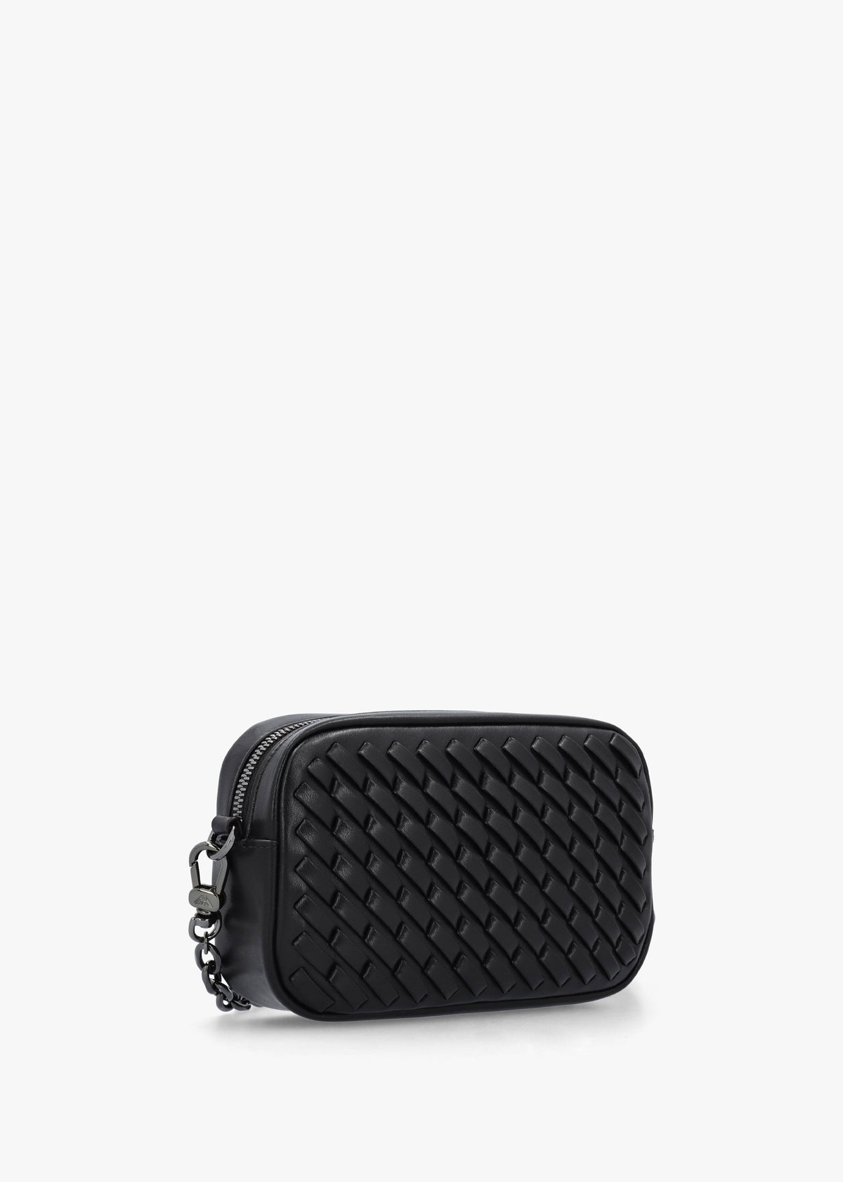 Interwoven Black Leather Camera Bag