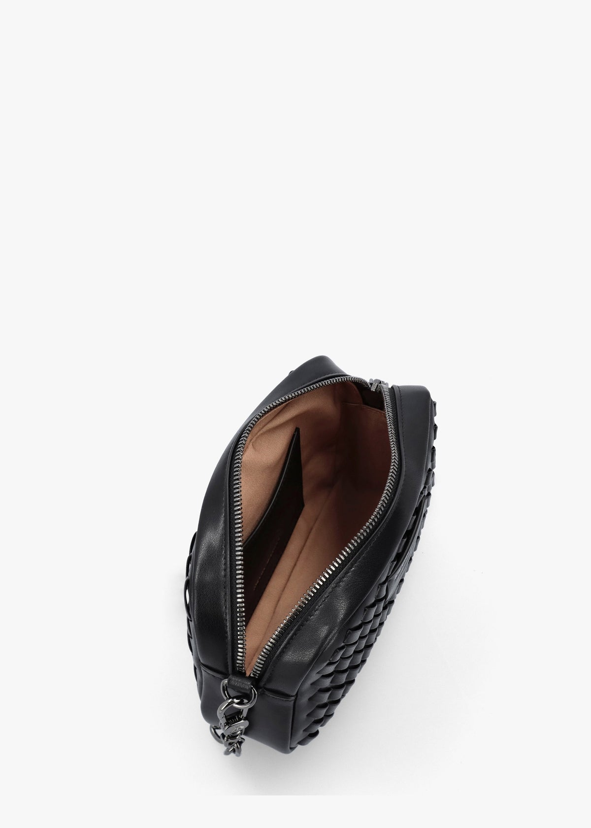 Interwoven Black Leather Camera Bag