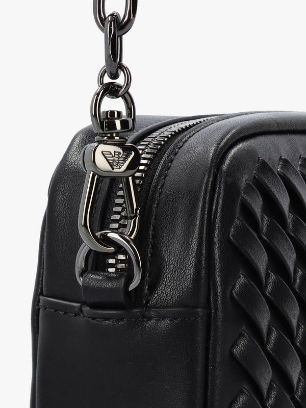 Interwoven Black Leather Camera Bag