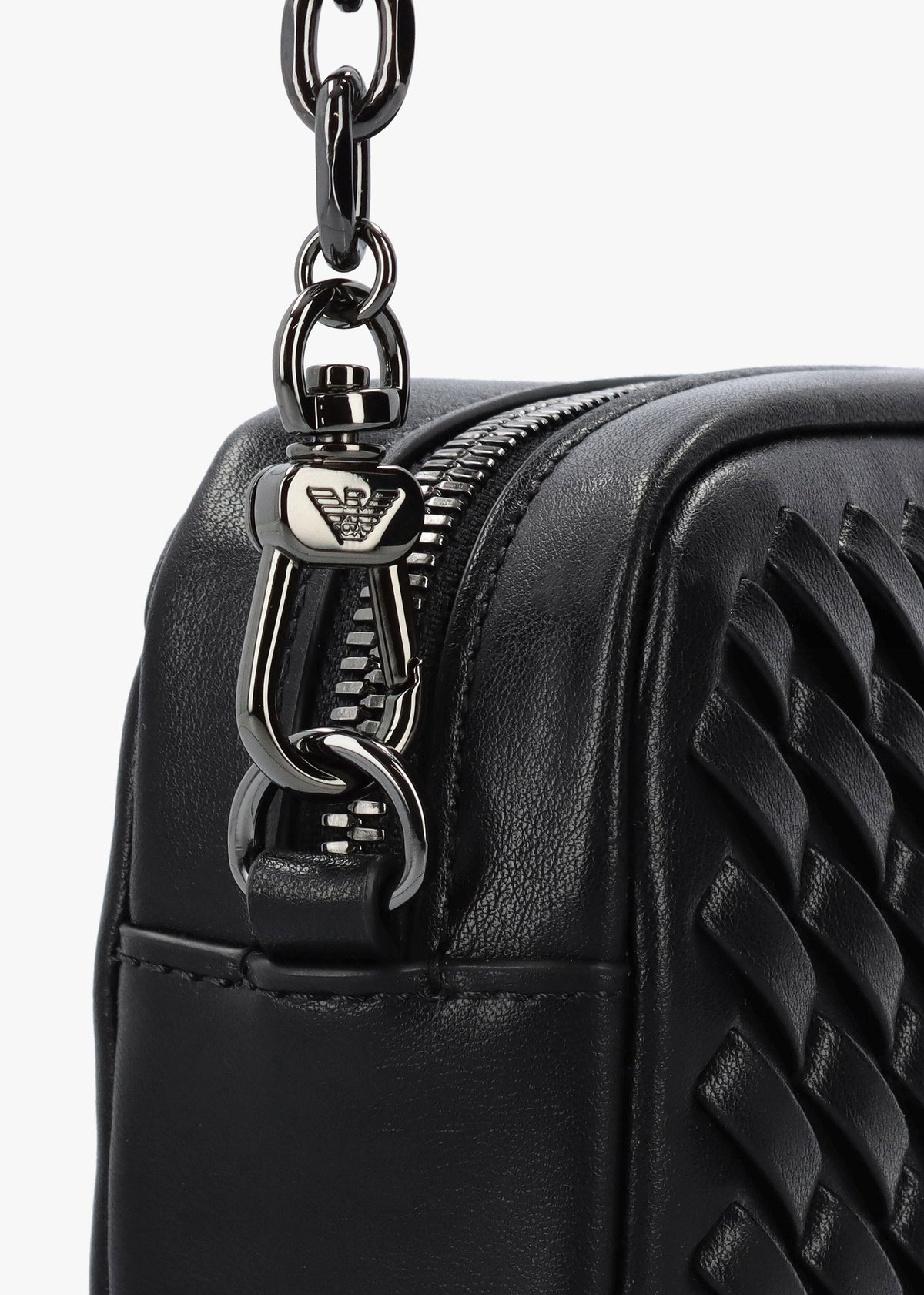 Interwoven Black Leather Camera Bag