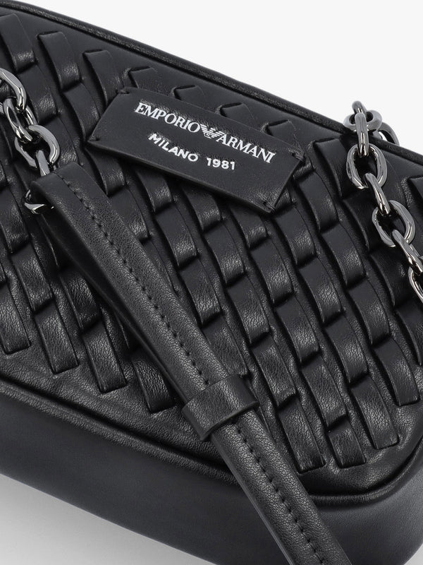 Interwoven Black Leather Camera Bag