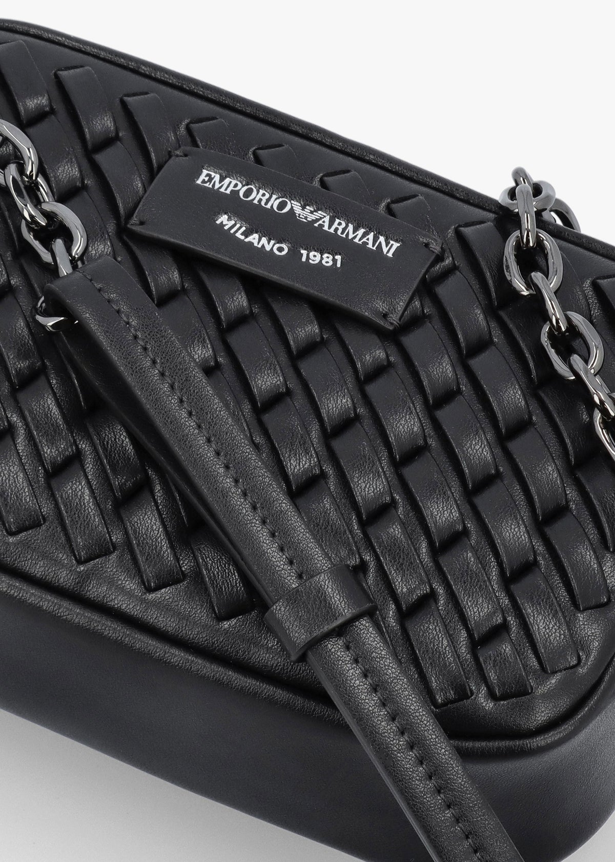 Interwoven Black Leather Camera Bag