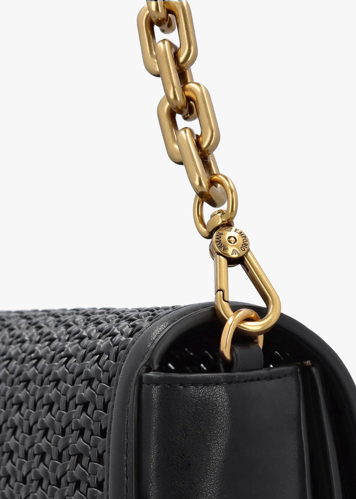 Woven Black Leather Shoulder Bag