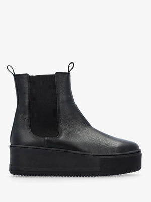 Tred Black Leather Flatform Chelsea Boots