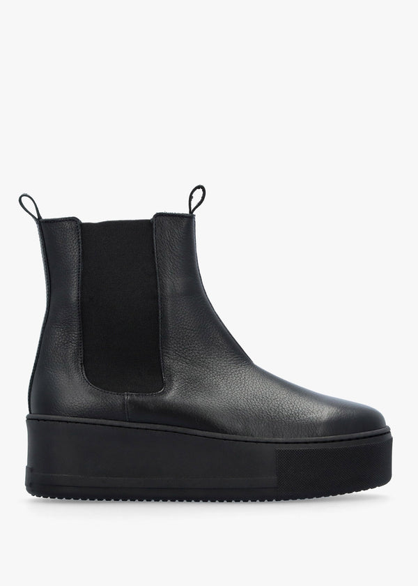 Tred Black Leather Flatform Chelsea Boots