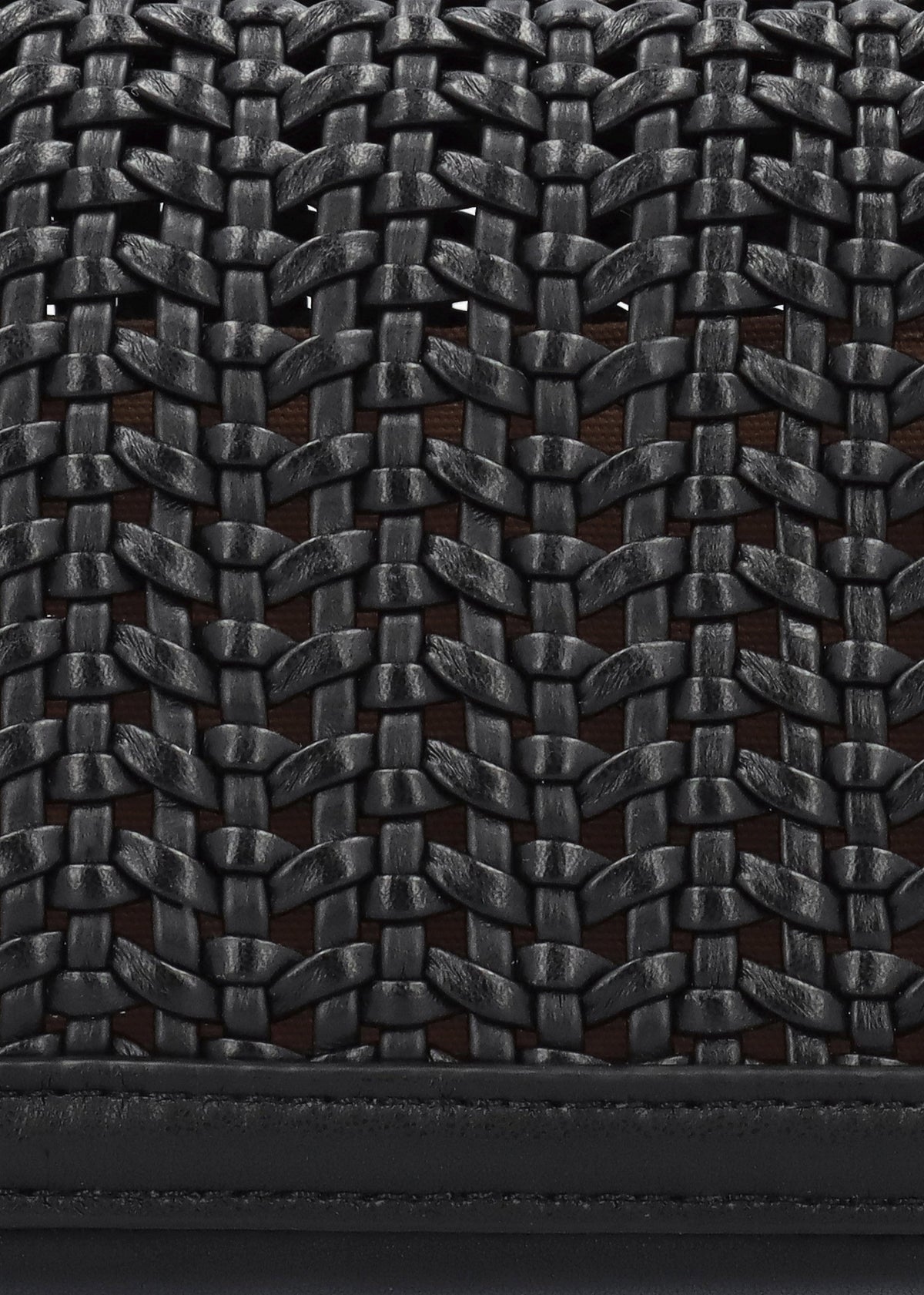 Woven Mini Black Leather Cross-Body Bag