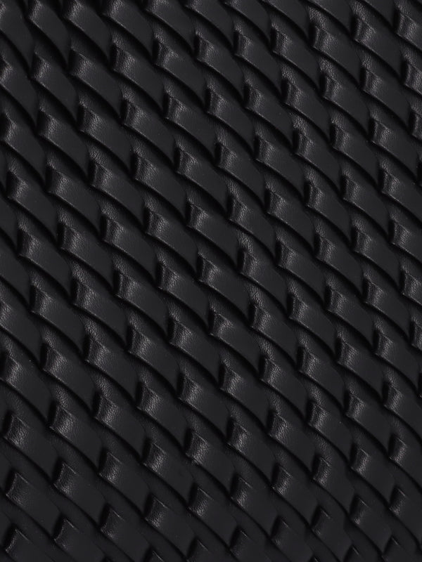 Interwoven Black Shopper Bag With Pouch