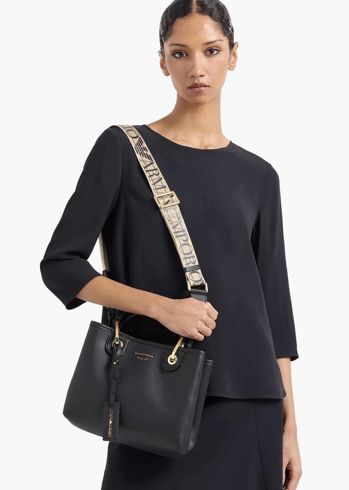 Myea Black Shopper Bag With Pouch