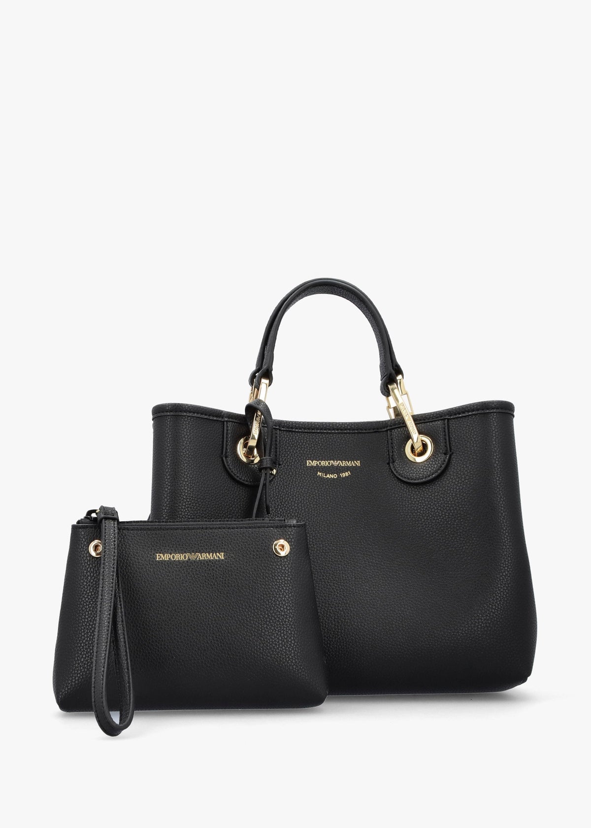 Myea Black Shopper Bag With Pouch