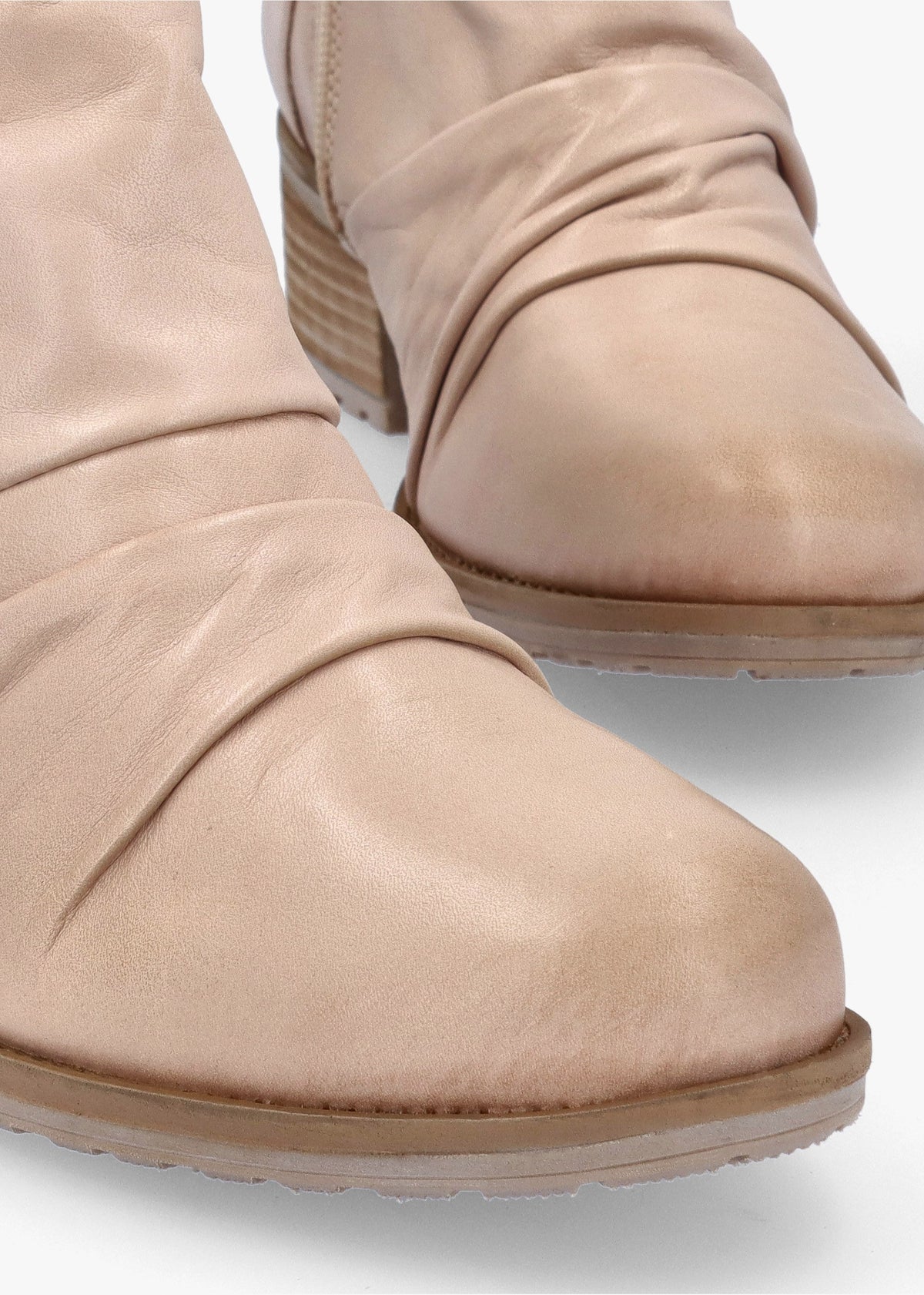 Onika Cream Leather Block Heel Ankle Boots