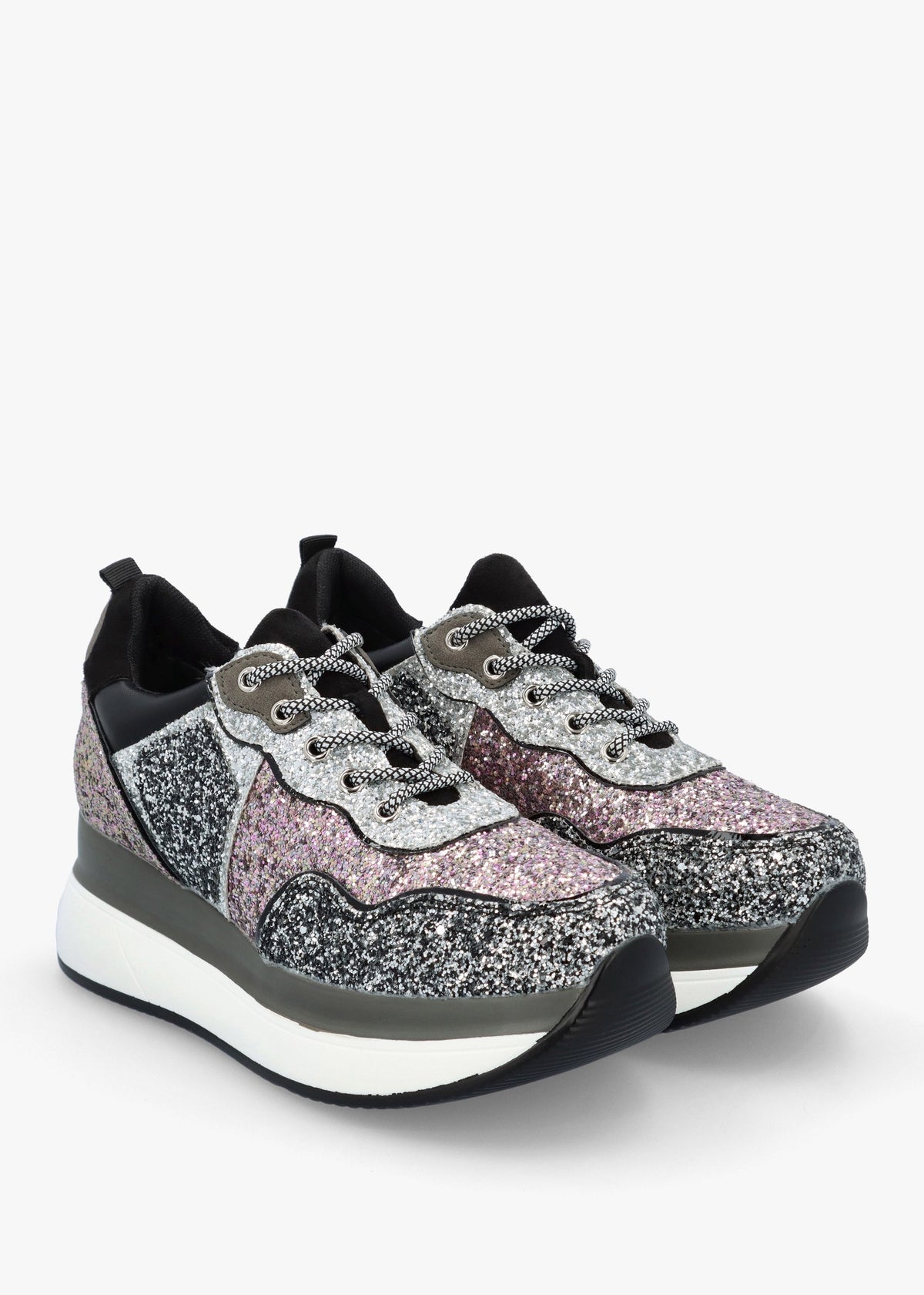 Carlina Multicoloured Glitter Flatform Trainers