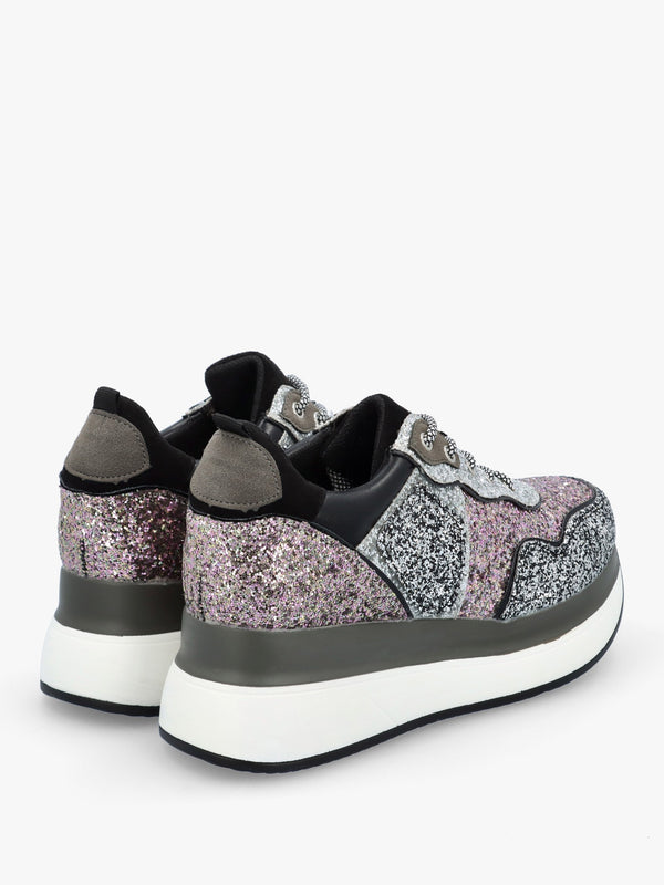Carlina Multicoloured Glitter Flatform Trainers